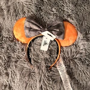 Disney Parks Halloween Orange and Black Tie-Dye Minnie Ears